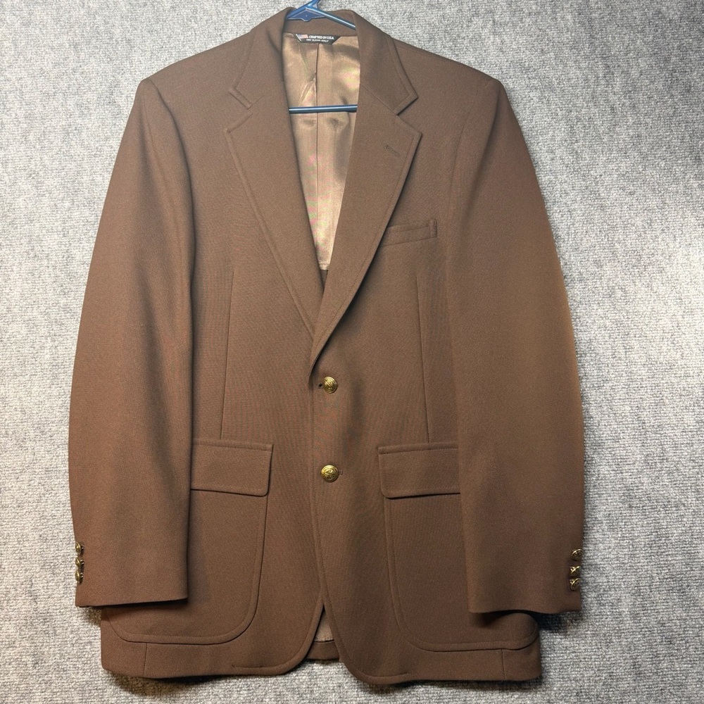 Vintage Hardwick Clothes Brown 2 Gold Button Blazer Suit Jacket Size 40R